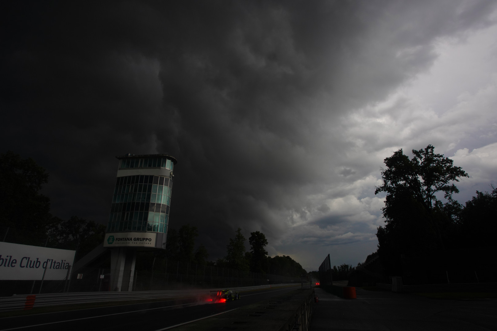 Stormy weather over the Monza circuit, Italy.